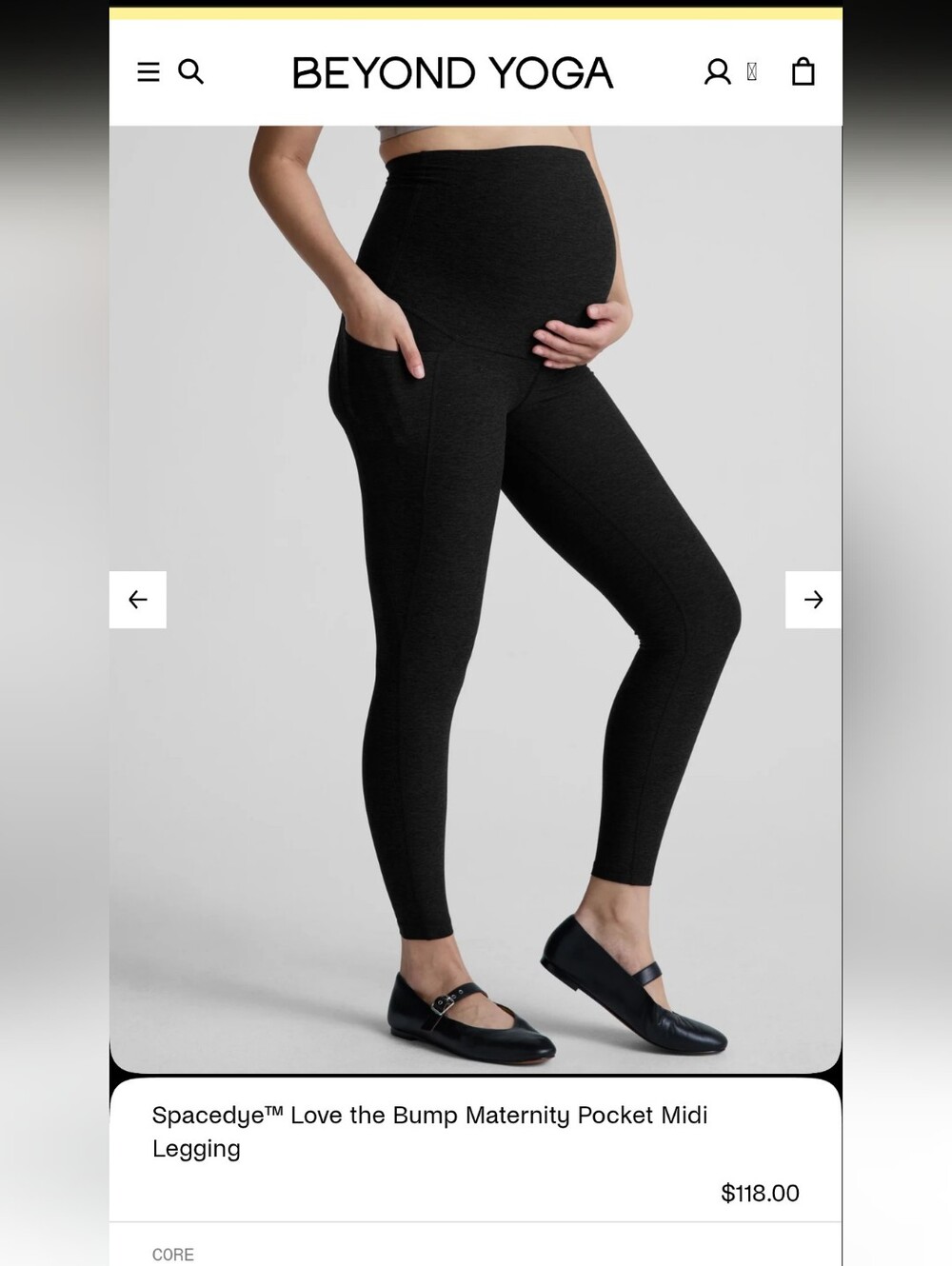Beyond Yoga Spacedye Love the Bump Maternity Pocket Leggings - XL Black